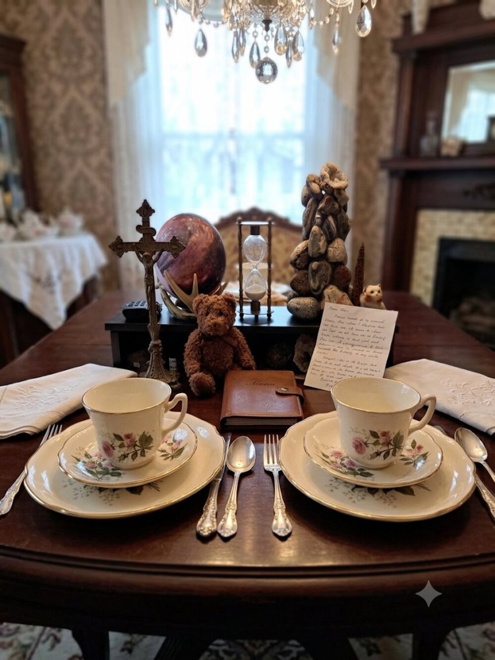 Antique 9”Cathy Rose- Pink Gold Trim Plates and Tea coffee Cups 22k set 2**READ*